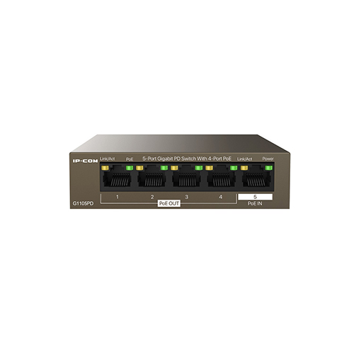 IP-COM G1105PD 5-Портовый гигабитный PD-PoE коммутатор (питается от PoE) с 4 портами PoE