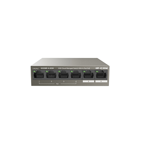 IP-COM G2206P-4-63W Управляемый L2 PoE коммутатор c 4 портами PoЕ 10/100/1000 Мбит/с, 2 Uplink 10/100/1000 Мбит/с