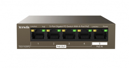 TEG1105PD 5-Портовый гигабитный PD-PoE коммутатор (питается от PoE) с 4 портами PoE