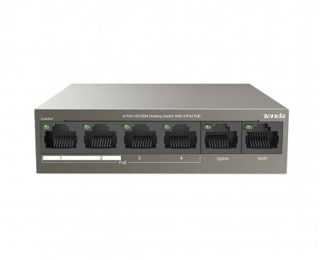 TEF1106P-4-63W 6-портовый неуправляемый PoE коммутатор 10/100 Мбит/с c 4 портами PoE